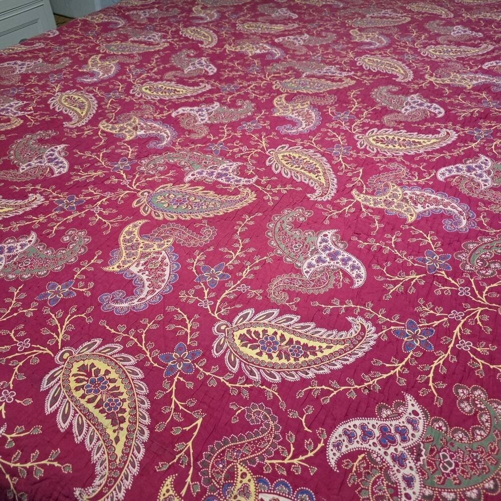 Noble Excellence Vintage Red Floral Patchwork Quilt King Size 108x94" - Picture 5 of 16